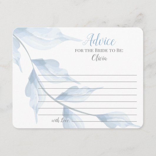 花嫁のためのシアーほこりっぽいブルーアドバイス アドバイスカード (正面)