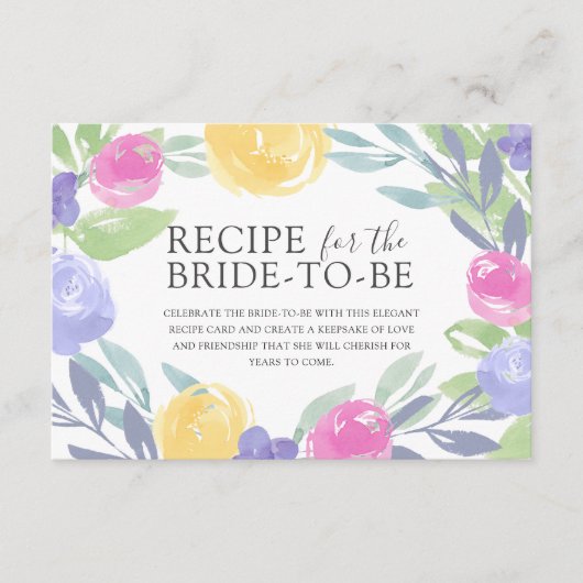 花嫁のためのシックなレシピフローラ水の色 エンクロージャーカード (正面)