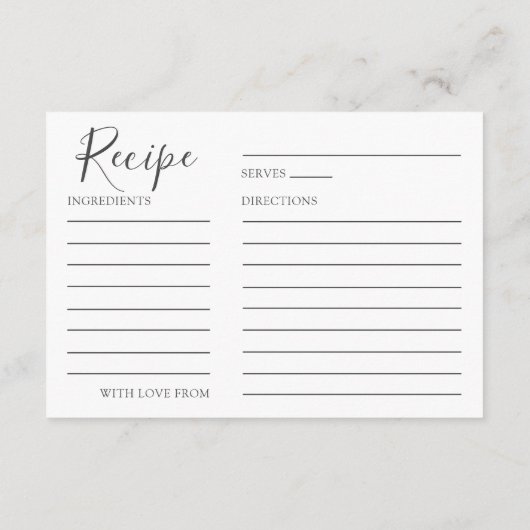 花嫁のためのシックなレシピフローラ水の色 エンクロージャーカード (裏面)