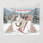 花嫁のためのスキー 傾斜での独身最後のパーティー ポストカード (正面)