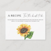 花嫁のためのヒマワリブライダルシャワーレシピ エンクロージャーカード (正面)