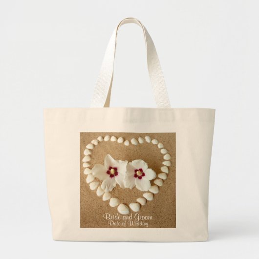花嫁のためのビーチ結婚式のバッグはDatteの結婚を示します ラージトートバッグ (正面)
