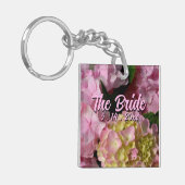 花嫁のためのピンクとクリームアジサイ キーホルダー (正面左)