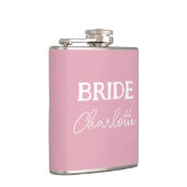 花嫁のためのピンクとホワイトの名前入りギフト フラスク (右)