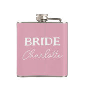 花嫁のためのピンクとホワイトの名前入りギフト フラスク (裏面)