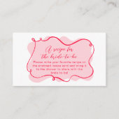 花嫁のためのピンクと赤の手描き波状レシピ エンクロージャーカード (正面)