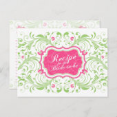 花嫁のためのピンクグリーンの花柄レシピカード ポストカード (正面/裏面)