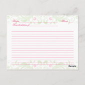 花嫁のためのピンクグリーンの花柄レシピカード ポストカード (裏面)