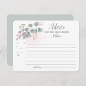 花嫁のためのピンクグリーンユーカリアドバイス アドバイスカード (正面/裏面)