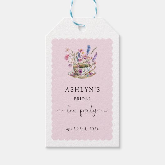 花嫁のためのフラワーブライダルシャワーティーパーティーギフトタグ ギフトタグ (正面)