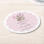 花嫁のためのフラワーブライダルシャワーティーパーティーペーパーコースター ラウンドペーパーコースター (アングル)