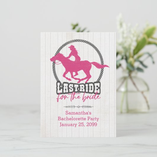 花嫁のためのホットピンク最後のライド招待状 招待状 (スタンド正面)