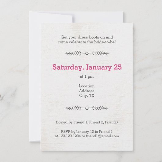 花嫁のためのホットピンク最後のライド招待状 招待状 (裏面)