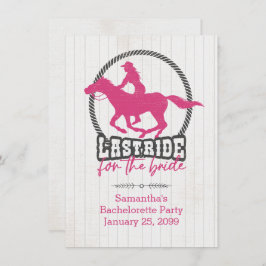 花嫁のためのホットピンク最後のライド招待状 招待状