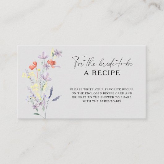 花嫁のためのボホ フラワーレシピ エンクロージャーカード (正面)