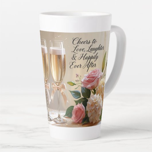 花嫁のためのマグカップ – 愛と笑いの応援 カフェラテマグ (右アングル)