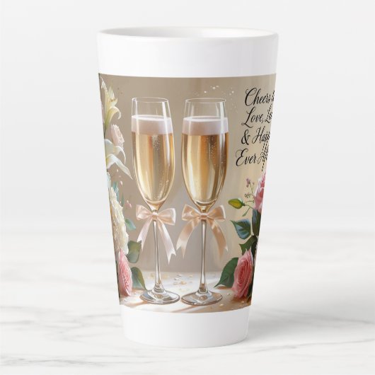 花嫁のためのマグカップ – 愛と笑いの応援 カフェラテマグ (正面)