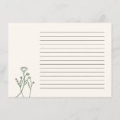 花嫁のためのルースティック ワイルドフラワーレシピカード エンクロージャーカード (裏面)