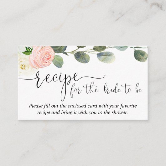 花嫁のためのレシピは、ピンクの緑のフローラを挿入 エンクロージャーカード (正面)