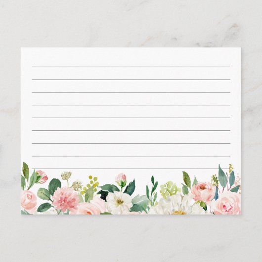花嫁のためのレシピカード ブラッシュピンクの花 ポストカード (裏面)