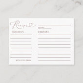 花嫁のためのレシピ モダン ローズゴールド エンクロージャーカード (裏面)