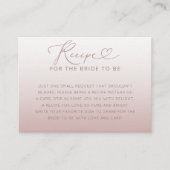 花嫁のためのレシピ モダン ローズゴールド エンクロージャーカード (正面)