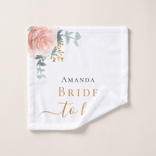 花嫁のためのローズゴールドのユーカリの花のバチェロレッテパーティー バスタオルセット (ウォッシュタオル)