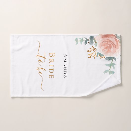 花嫁のためのローズゴールドのユーカリの花のバチェロレッテパーティー バスタオルセット (ハンドタオル)