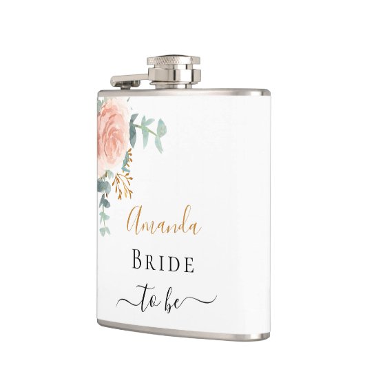 花嫁のためのローズゴールドのユーカリの花の独身最後の旅 フラスク (左)