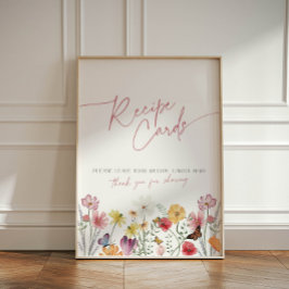 花嫁のためのワイルドフラワーと蝶のレシピカード 台座サイン