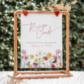 花嫁のためのワイルドフラワーと蝶のレシピカード 台座サイン