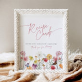 花嫁のためのワイルドフラワーと蝶のレシピカード 台座サイン