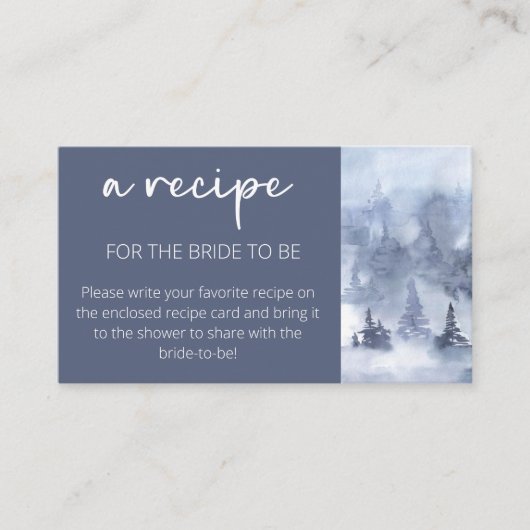 花嫁のための冬の森の水の色のレシピ エンクロージャーカード (正面)