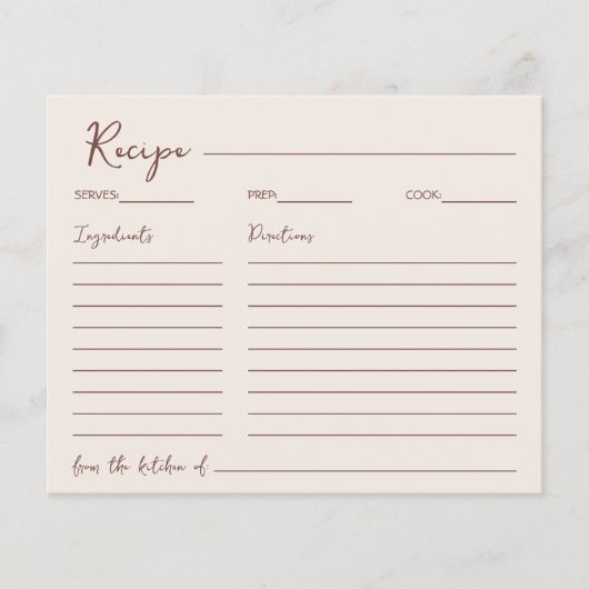 花嫁のための手書きシックなブラウンレシピ (正面)