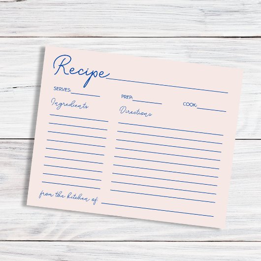 花嫁のための手書きシックなブルーレシピ