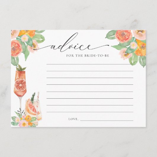 花嫁のための明るいカクテルアドバイス エンクロージャーカード (正面)