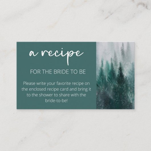 花嫁のための松の木の森の水の色のレシピ エンクロージャーカード (正面)