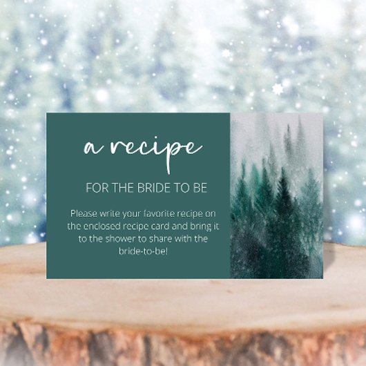 花嫁のための松の木の森の水の色のレシピ エンクロージャーカード
