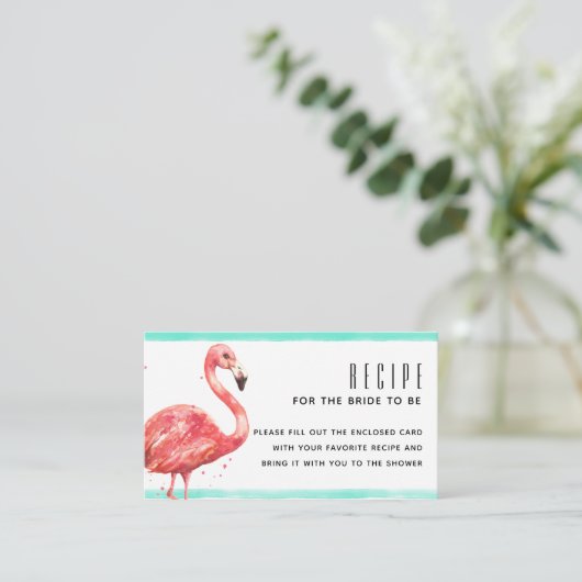 花嫁のための水彩ピンクフラミンゴレシピ エンクロージャーカード (スタンド正面)