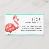 花嫁のための水彩ピンクフラミンゴレシピ エンクロージャーカード (正面)