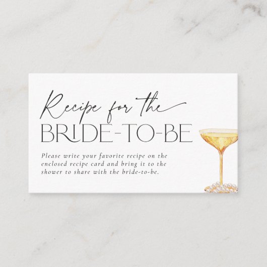 花嫁のための真珠とプロセッコのレシピ エンクロージャーカード (正面)