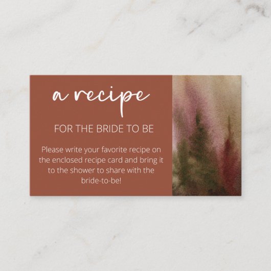 花嫁のための秋の森の水の色のレシピ エンクロージャーカード (正面)