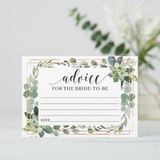 花嫁のための緑の多肉性フローラアドバイス エンクロージャーカード (スタンド正面)