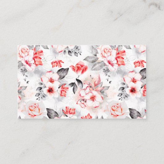 花嫁のための赤グレーの水の色の花のレシピ エンクロージャーカード (裏面)