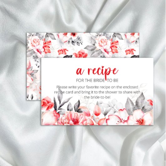 花嫁のための赤グレーの水の色の花のレシピ エンクロージャーカード