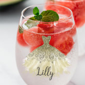 花嫁のための金色の輝くドレス ステムなしワイングラス