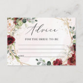 花嫁のためのBoho burgundyフローラ金ゴールド機器 エンクロージャーカード (正面)