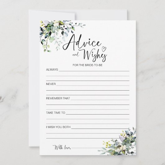 花嫁のアドバイスと願い 招待状 (正面)