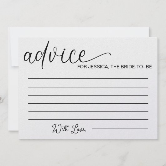花嫁のアドバイス-ブライダルシャワーアドバイスカード 招待状 (正面)