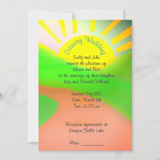 花嫁のイラスト付きのカントリーウェディングの招待状 招待状 (正面)